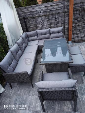 Narożne meble ogrodowe z fotelem technorattan Perata Corner – Anthracite