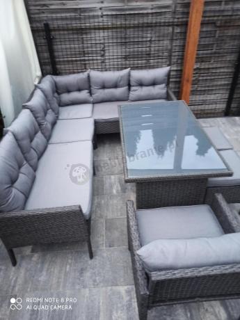 Narożne meble ogrodowe z fotelem technorattan Perata Corner – Anthracite