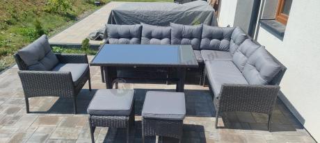 Narożne meble ogrodowe z fotelem technorattan Perata Corner – Anthracite