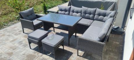 Narożne meble ogrodowe z fotelem technorattan Perata Corner – Anthracite