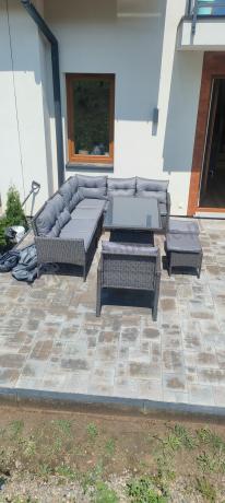 Narożne meble ogrodowe z fotelem technorattan Perata Corner – Anthracite