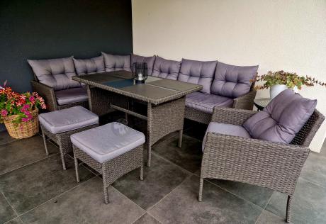 Narożne meble ogrodowe z fotelem technorattan Perata Corner – Anthracite