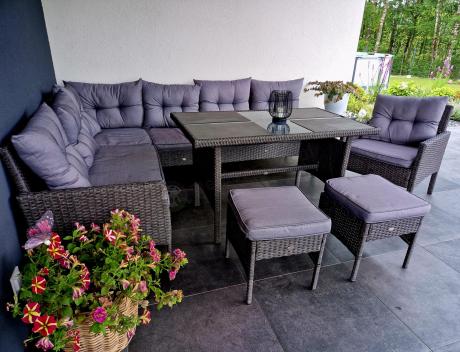 Narożne meble ogrodowe z fotelem technorattan Perata Corner – Anthracite