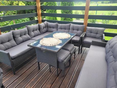 Narożne meble ogrodowe z fotelem technorattan Perata Corner – Anthracite