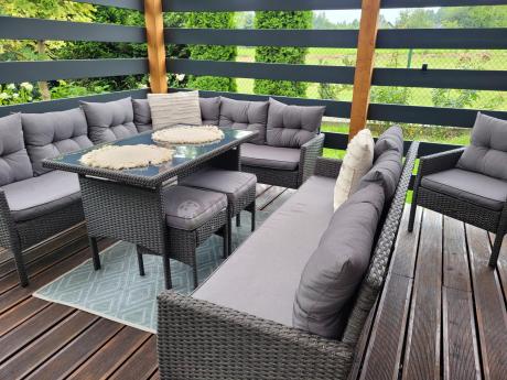 Narożne meble ogrodowe z fotelem technorattan Perata Corner – Anthracite