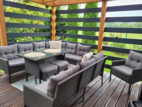 Narożne meble ogrodowe z fotelem technorattan Perata Corner – Anthracite