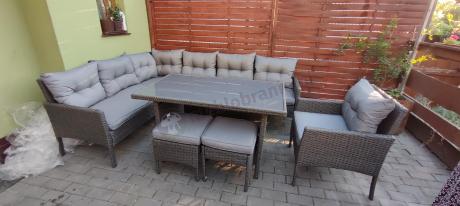 Narożne meble ogrodowe z fotelem technorattan Perata Corner – Anthracite