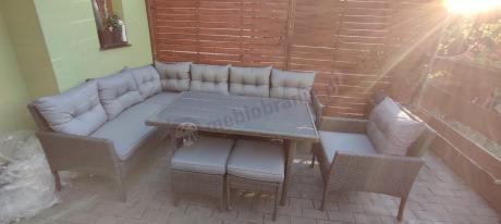 Narożne meble ogrodowe z fotelem technorattan Perata Corner – Anthracite