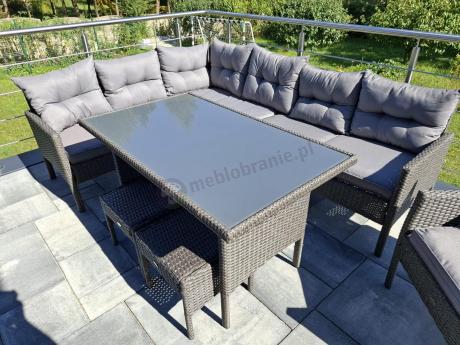 Narożne meble ogrodowe z fotelem technorattan Perata Corner – Anthracite