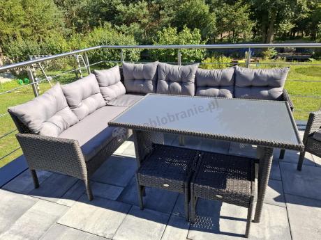 Narożne meble ogrodowe z fotelem technorattan Perata Corner – Anthracite