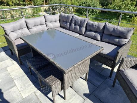 Narożne meble ogrodowe z fotelem technorattan Perata Corner – Anthracite