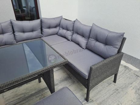 Narożne meble ogrodowe z fotelem technorattan Perata Corner – Anthracite