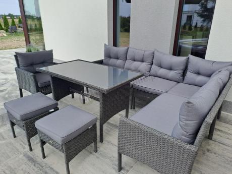 Narożne meble ogrodowe z fotelem technorattan Perata Corner – Anthracite