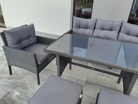 Narożne meble ogrodowe z fotelem technorattan Perata Corner – Anthracite