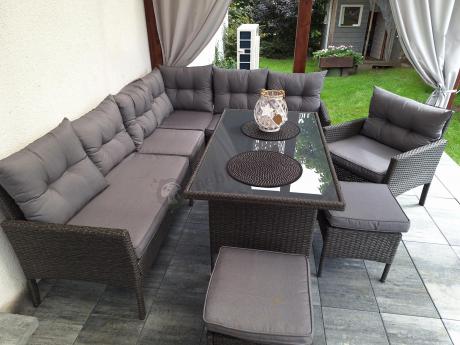 Narożne meble ogrodowe z fotelem technorattan Perata Corner – Anthracite