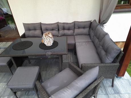 Narożne meble ogrodowe z fotelem technorattan Perata Corner – Anthracite