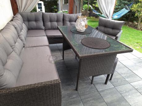 Narożne meble ogrodowe z fotelem technorattan Perata Corner – Anthracite