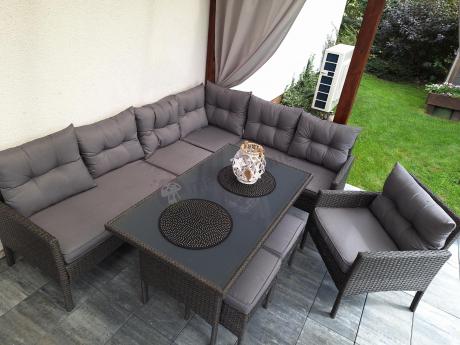 Narożne meble ogrodowe z fotelem technorattan Perata Corner – Anthracite