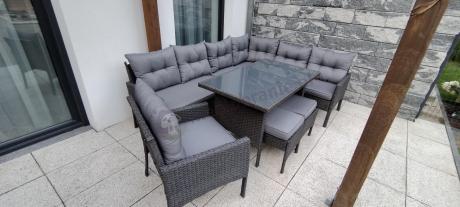 Narożne meble ogrodowe z fotelem technorattan Perata Corner – Anthracite