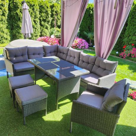 Narożne meble ogrodowe z fotelem technorattan Perata Corner – Anthracite