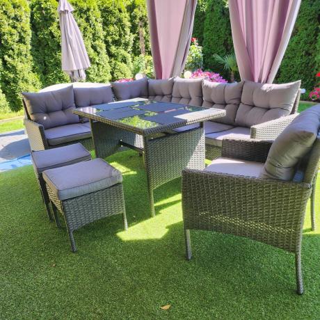 Narożne meble ogrodowe z fotelem technorattan Perata Corner – Anthracite