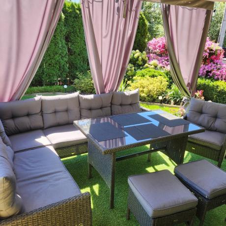 Narożne meble ogrodowe z fotelem technorattan Perata Corner – Anthracite