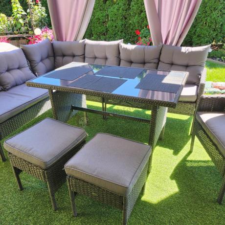 Narożne meble ogrodowe z fotelem technorattan Perata Corner – Anthracite