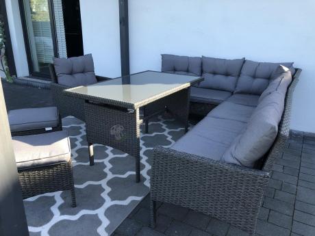 Narożne meble ogrodowe z fotelem technorattan Perata Corner – Anthracite