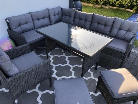 Narożne meble ogrodowe z fotelem technorattan Perata Corner – Anthracite