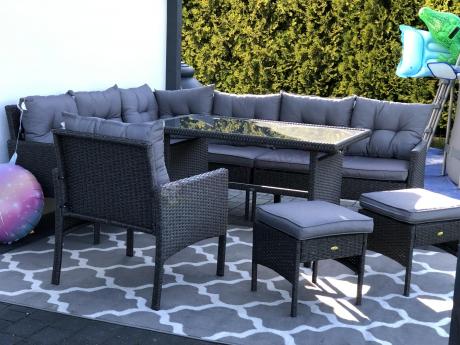 Narożne meble ogrodowe z fotelem technorattan Perata Corner – Anthracite