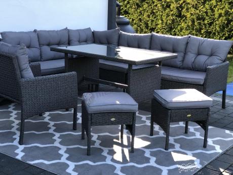 Narożne meble ogrodowe z fotelem technorattan Perata Corner – Anthracite