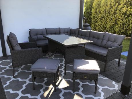 Narożne meble ogrodowe z fotelem technorattan Perata Corner – Anthracite