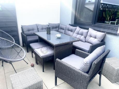 Narożne meble ogrodowe z fotelem technorattan Perata Corner – Anthracite