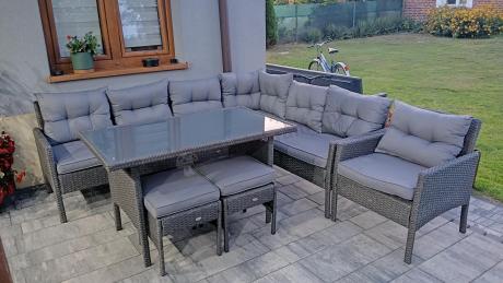 Narożne meble ogrodowe z fotelem technorattan Perata Corner – Anthracite