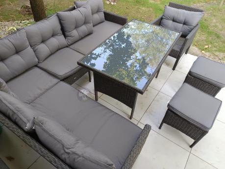 Narożne meble ogrodowe z fotelem technorattan Perata Corner – Anthracite