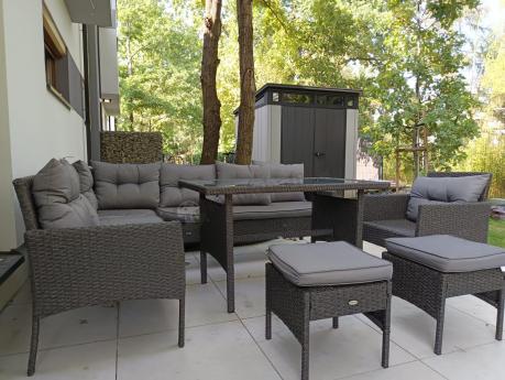 Narożne meble ogrodowe z fotelem technorattan Perata Corner – Anthracite