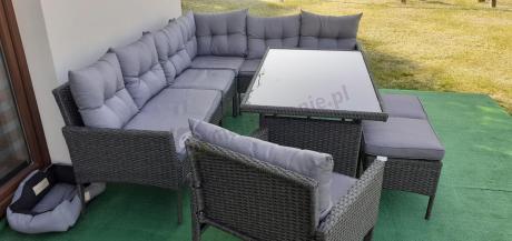 Narożne meble ogrodowe z fotelem technorattan Perata Corner – Anthracite