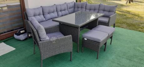 Narożne meble ogrodowe z fotelem technorattan Perata Corner – Anthracite