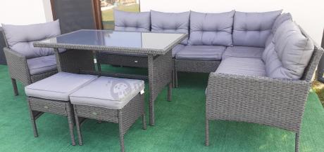 Narożne meble ogrodowe z fotelem technorattan Perata Corner – Anthracite