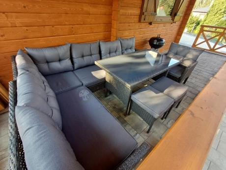 Narożne meble ogrodowe z fotelem technorattan Perata Corner – Anthracite