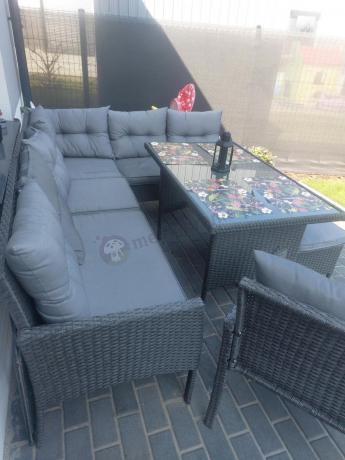 Narożne meble ogrodowe z fotelem technorattan Perata Corner – Anthracite