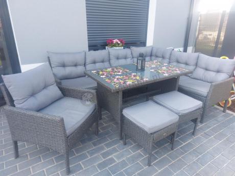 Narożne meble ogrodowe z fotelem technorattan Perata Corner – Anthracite