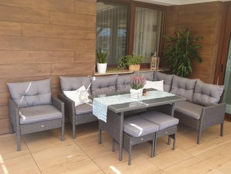 Narożne meble ogrodowe z fotelem technorattan Perata Corner – Anthracite