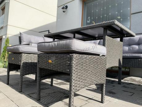 Narożne meble ogrodowe z fotelem technorattan Perata Corner – Anthracite