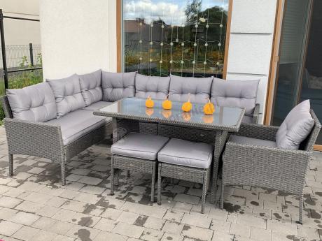 Narożne meble ogrodowe z fotelem technorattan Perata Corner – Anthracite