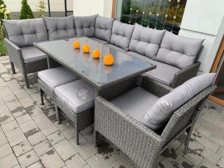 Narożne meble ogrodowe z fotelem technorattan Perata Corner – Anthracite