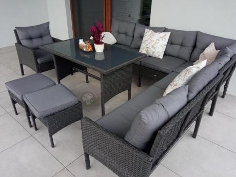 Narożne meble ogrodowe z fotelem technorattan Perata Corner – Anthracite