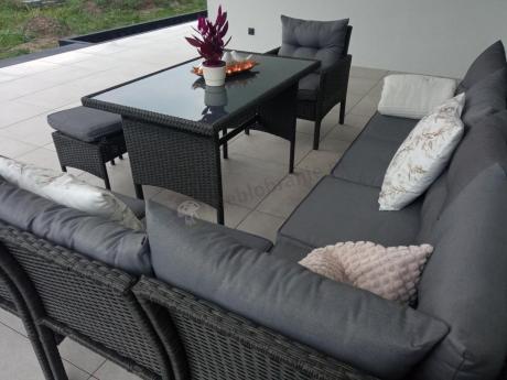 Narożne meble ogrodowe z fotelem technorattan Perata Corner – Anthracite