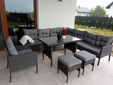 Narożne meble ogrodowe z fotelem technorattan Perata Corner – Anthracite