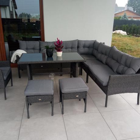 Narożne meble ogrodowe z fotelem technorattan Perata Corner – Anthracite